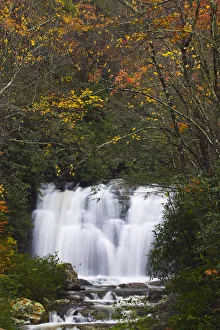Images Dated 1st November 2009: USA, North America, North Carolina, Great Smoky Mountain NP. Waterfall in late Autumn