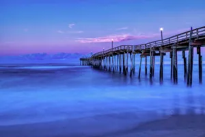 Leisure Prints: USA, North Carolina, Avon. Atlantic Ocean at Avon Fishing Pier