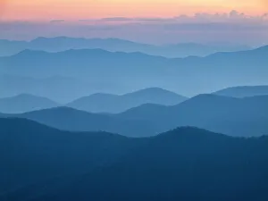 USA, North Carolina, Great Smoky Mountains, Dusk from the Blue Ridge Parkway