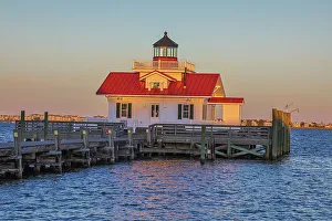 Lookout Prints: USA, North Carolina, Manteo. Sunset on the Roanoke Marshes Lighthouse
