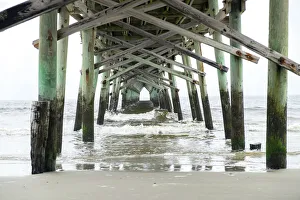 Cloudy Prints: USA, North Carolina, Wilmington, Oceanic Pier