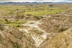 Theodore Roosevelt National Par Prints: USA, North Dakota, Theodore Roosevelt National Park. Overview of park eroded formations