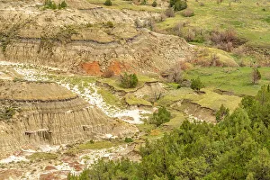 Theodore Roosevelt National Par Prints: USA, North Dakota, Theodore Roosevelt National Park. Overview of park eroded formations