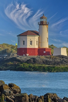 Images Dated 16th September 2024: USA, Oregon, Bandon. Coquille River Lighthouse along the Pacific Coastline