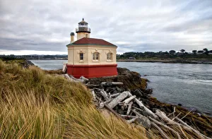 USA, Oregon, Bandon. Landscape with Coquille River Lighthouse