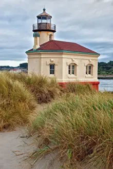 Warning Prints: USA, Oregon, Bandon. Scenic of Coquille River Lighthouse