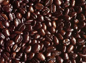 Shine Prints: USA, Oregon, Bend. Dark brown coffee beans seem to give off their destinctive aroma in Bend