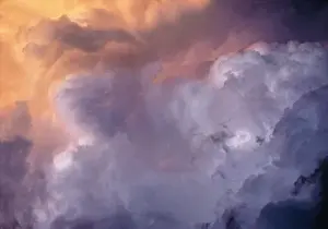 Atmosphere Prints: USA, Oregon, Bend. Storm clouds are painted by the sunset in Central Oregon