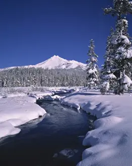 Frigid Prints: USA, Oregon, Broken Top. Soda Creek flows from the snow fields of Broken Top