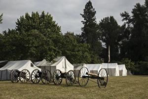 Rick A Brown Prints: USA, Oregon, Brooks, Willamette Mission State Park, cannon in camp