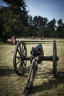 Images Dated 1st July 2012: USA, Oregon, Brooks, Willamette Mission State Park, cannon in camp