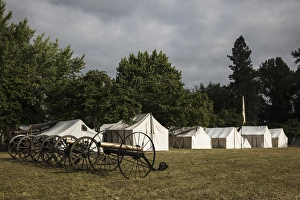 Images Dated 1st July 2012: USA, Oregon, Brooks, Willamette Mission State Park, cannon in camp