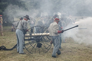 USA, Oregon, Brooks, Willamette Mission State Park, Confederate artillery in combat