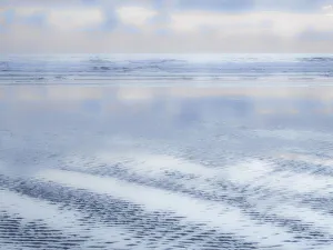 USA, Oregon, Cannon Beach and a dreamy view of the beach at low tide
