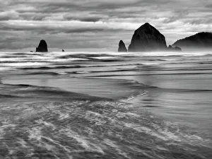 Weather Prints: USA, Oregon, Cannon Beach, Haystack Rock and The Needles