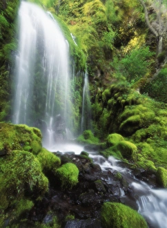 USA, Oregon, Colombia, View of waterfall at Mt Hood National Forest