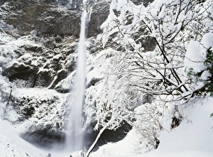 Multnomah Falls Prints: USA, Oregon, Columbia George Scenics Area, View of Multonmah Falls in winter