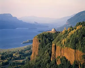Crown Point Prints: USA, Oregon, Columbia River. Sunset at Crown Point on the Columbia River in Oregon