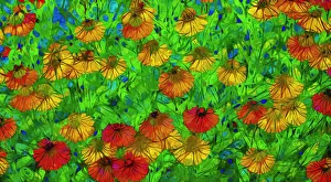 USA, Oregon, Coos Bay. Abstract of flower garden