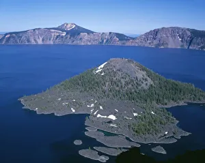 USA, Oregon, Crater Lake National Park. View east across Crater Lake from directly