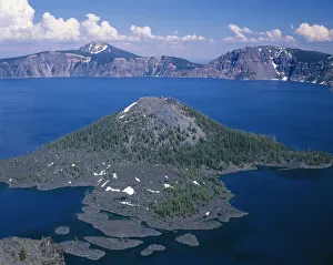 USA, Oregon, Crater Lake National Park. View east across Crater Lake from directly