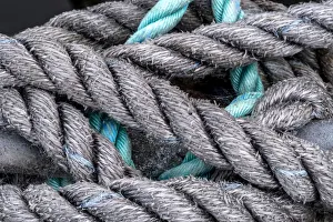 Rope Prints: USA, Oregon, Florence. Close-up of boat mooring lines