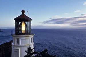 Heceta Head Prints: USA, Oregon, Heceta Head. The beacon of Heceta Heads Lighthouse assures ships