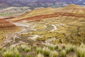 Images Dated 14th April 2016: USA, Oregon, John Day Fossil beds National Monument. Landscape of Painted Hills Unit