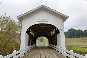 Images Dated 15th November 2012: USA, Oregon, Kings Valley, Harris Bridge. Digital Composite, HDR