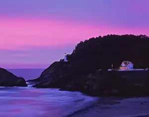 Lane County Prints: USA, Oregon, Lane County. Heceta Head Lighthouse and Lightkeepers Bed & Breakfast