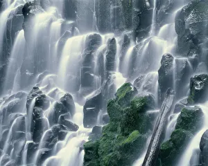 USA, Oregon. Mount Hood National Forest, Mount Hood Wilderness, Ramona Falls is formed
