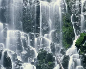 USA, Oregon, Mount Hood National Forest. Mount Hood Wilderness, Ramona Falls is formed