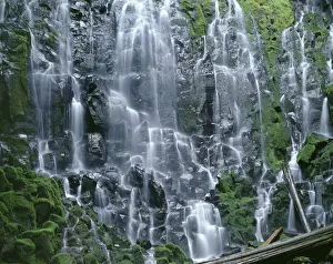 Images Dated 5th September 2018: USA, Oregon, Mount Hood National Forest. Mount Hood Wilderness, Ramona Falls is formed