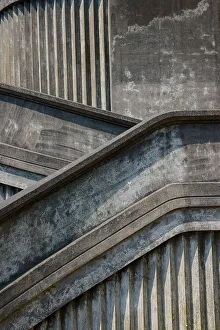 Pacific Coast Prints: USA, Oregon, Newport. Newport Bridge and concrete stairway