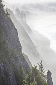 Manzanita Prints: USA, Oregon, Oswald West State Park and cliff bluffs looking towards Manzanita with