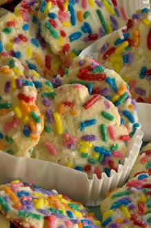 USA, Oregon, Portland. Close-up of sugar cookies with sprinkles