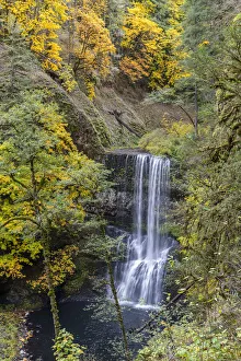 Images Dated 18th November 2021: USA, Oregon, Silver Falls State Park. Lower South Falls waterfall landscape
