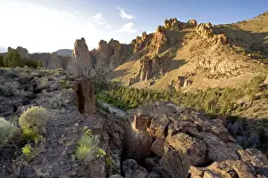 State Park Prints: USA, Oregon, Smith Rocks SP. The Crooked River flows through Smith Rocks State Park