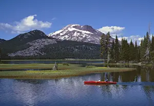 Paddling Prints: USA, Oregon, Sparks Lake. Kayakers enjoy a summer day on Sparks Lake in central Oregon