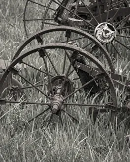 Machinery Prints: USA, Oregon, Tillamook. Antique farm machinery