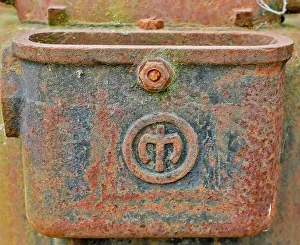 Images Dated 9th September 2021: USA, Oregon, Tillamook. Close-up of old and rusted truck part