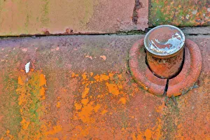 Rusted Prints: USA, Oregon, Tillamook. Old rusted vehicle close-ups with peeling paint truck details