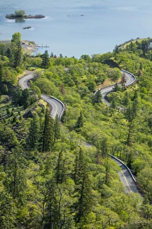 USA, Oregon, Tom McCall Nature Conservancy. Columbia River Highway next to Columbia River