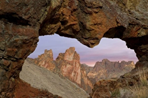 Opening Prints: USA, Oregon. View of Leslie Gulch through rock opening