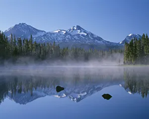 USA, Oregon. Willamette National Forest, North (left), Middle (center) and South Sister