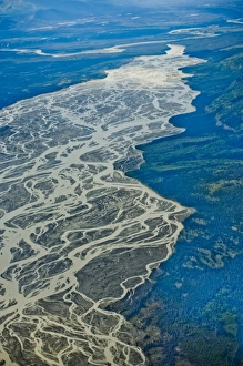 USA, Pacific Northwest, Alaska, Wrangell-St. Elias National Park. Braided rivers