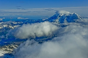Lake Clark Prints: USA, Pacific Northwest, Alaska, Lake Clark National Park. Mt. Redoubt in the rugged