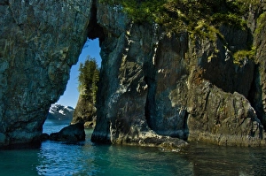 Kenai Prints: USA, Pacific Northwest, Alaska. Fascinating Three Hole Point in Kenai Fjords National Park