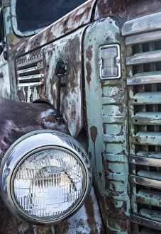 Palouse Prints: USA, Palouse, Washington State. Detail of a rusty International KB-11 truck in the Palouse