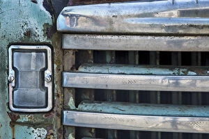 USA, Palouse, Washington State. Close-up of the front of an antique truck in the Palouse